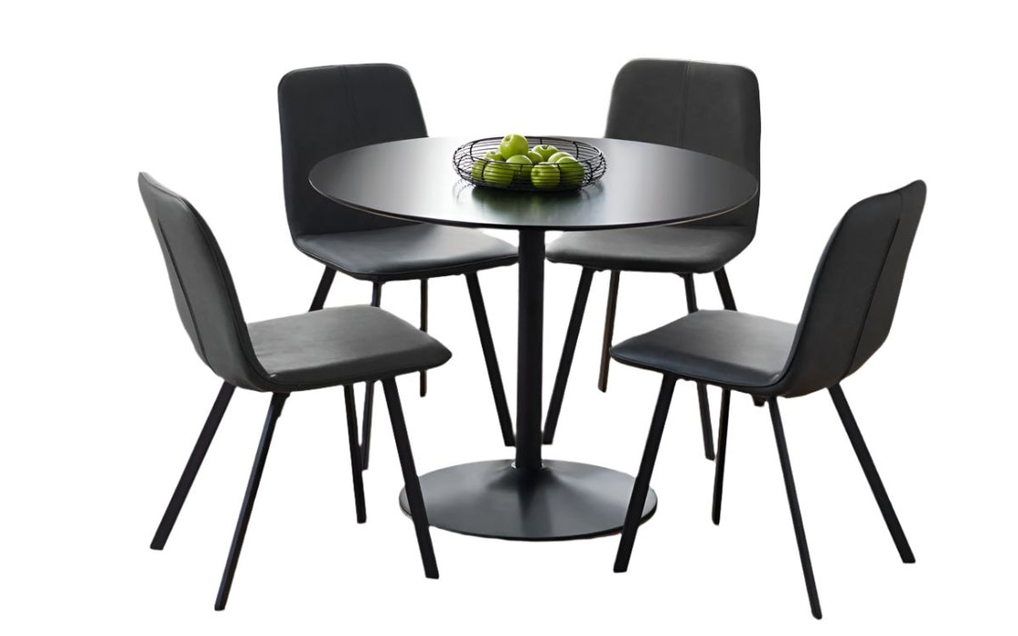 Nero Round Table & 4 Goya Antique Black Chairs