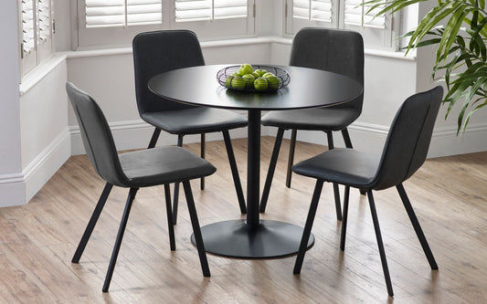 Nero Round Table & 4 Goya Antique Black Chairs