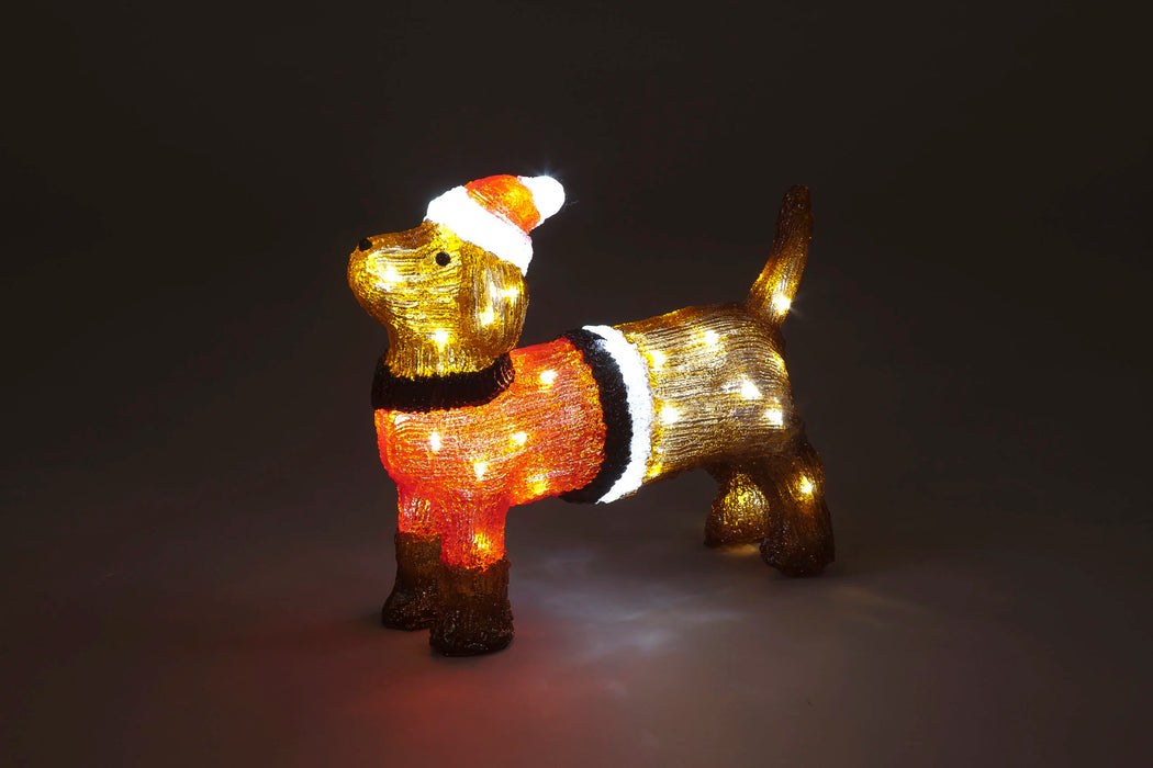 36cm Acrylic Dachshund with 48 Ice White LED's