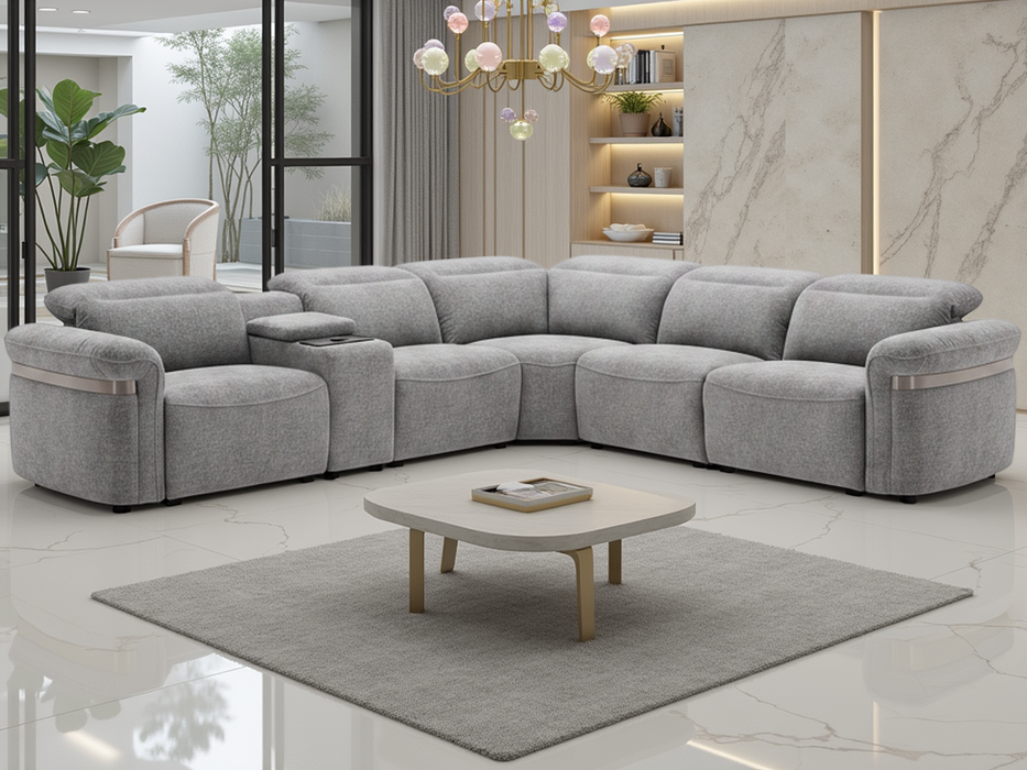 Kova Electric Tech Reclining Corner Sofa - Grey