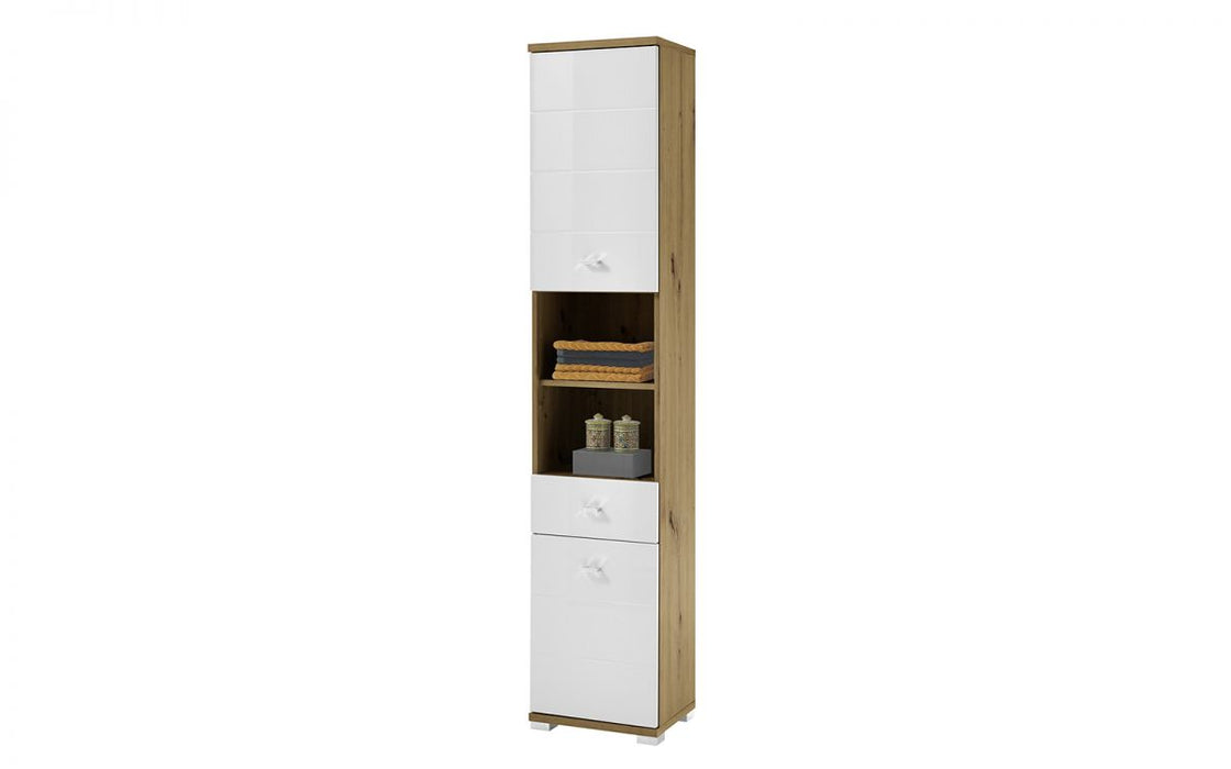 Pool Tall Bathroom Storage Cabinet - White/Oak