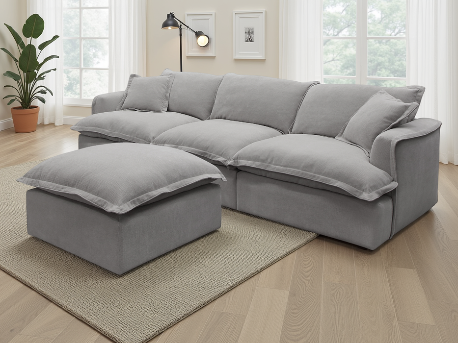 Langford Modular Sofa with Footstool - Grey