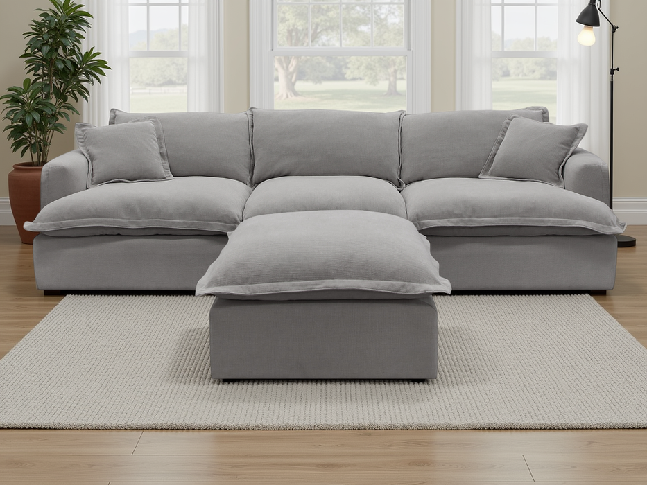Langford Modular Sofa with Footstool - Grey