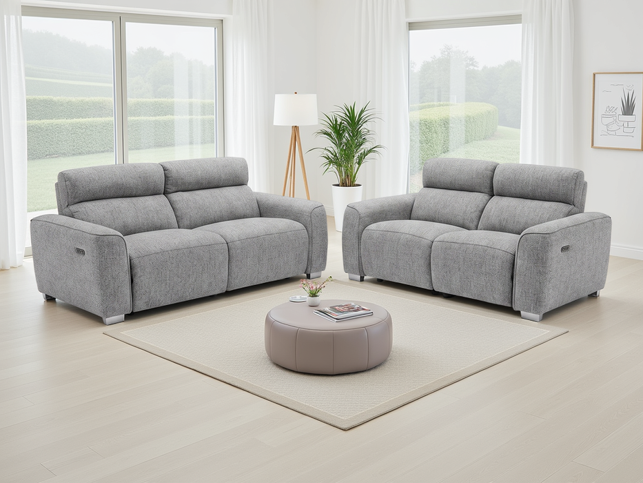 Kellan 3+2 Seater Recliner Sofa Set - Grey