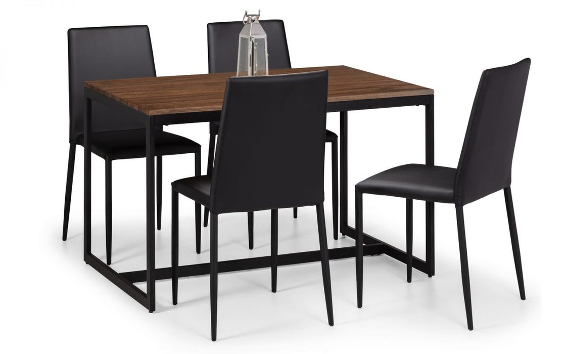 Tribeca Walnut Dining Table & 4 Jazz Black Chairs