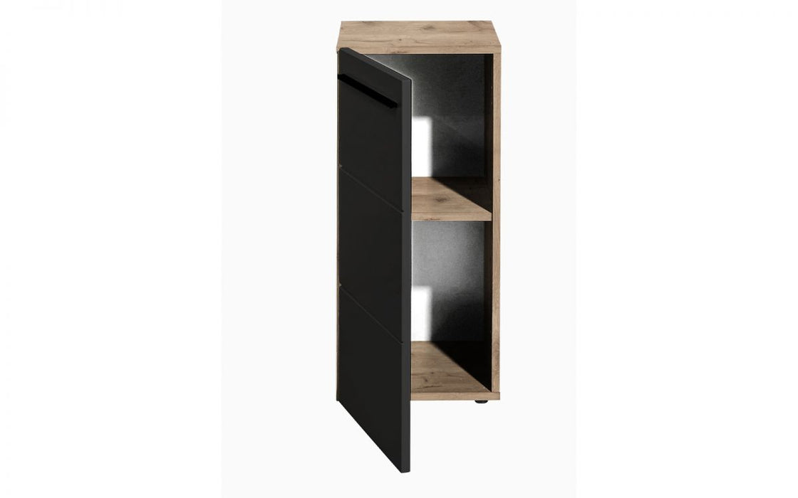 Vista Floor Standing Bathroom Storage Cabinet - Black/Oak