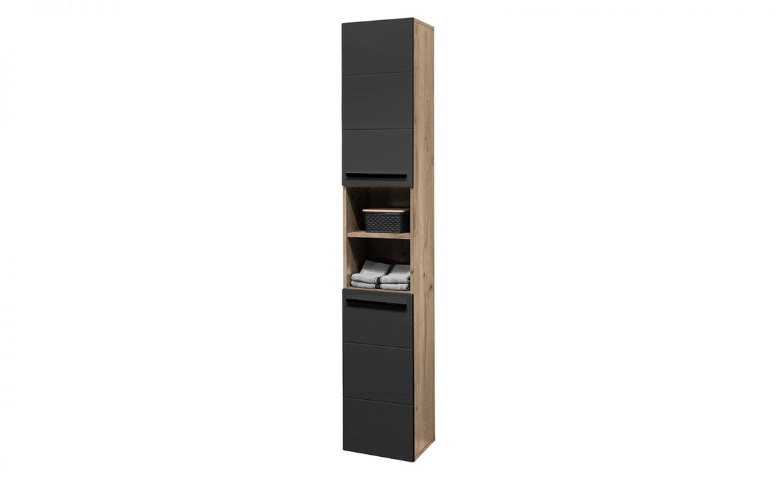 Vista Tall Bathroom Cabinet - Black/Oak